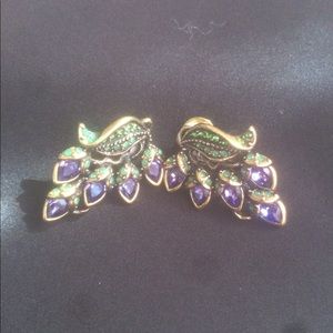 Authentic Heidi Daus clip on grape tree earrings.